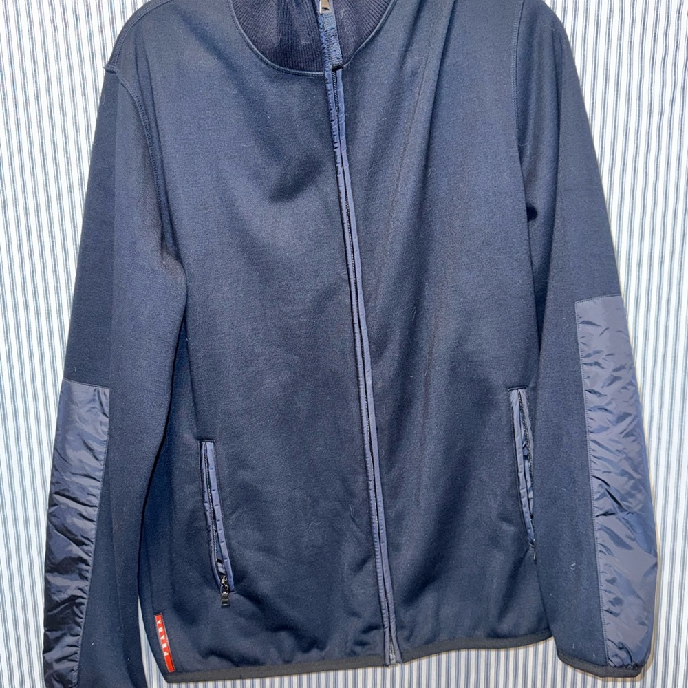 Prada Blue Performance Jacket Full-Zip Design
